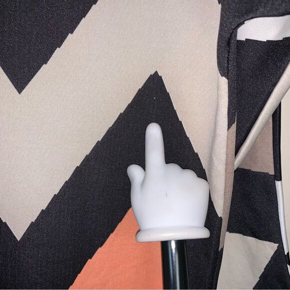 Chevron Tunic Dress Zig Zag Women’s Large Black Peach Long Shirt Top Fall Retro - Picture 7 of 10